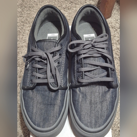 VANS Men's Sz 7 Off The Wall Pro 721356 Denim Black Grey Skateboard Sneakers - Picture 1 of 9